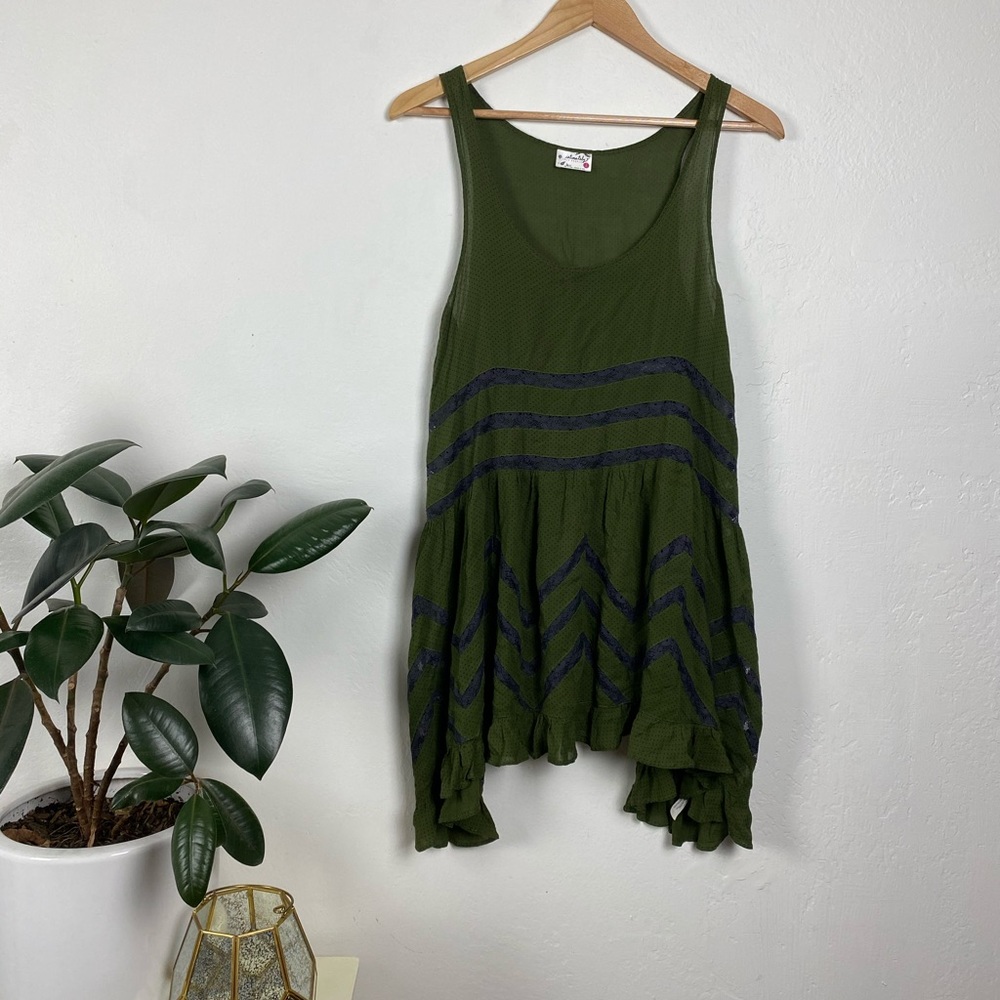 Free People Whimsical Boho Chevron Lace Tank